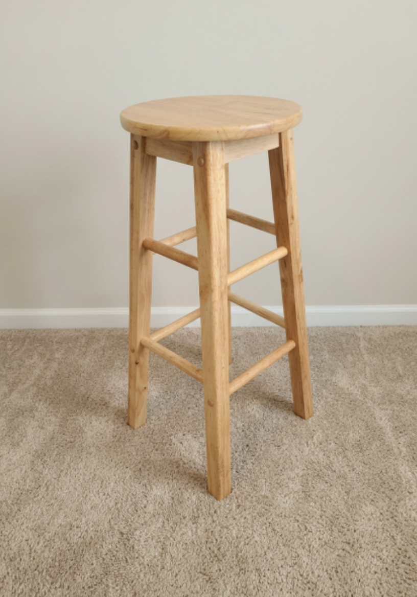 Round four-leg wooden stool